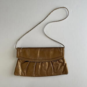 Vintage Copper Shoulder Bag | Shiny Bronze Disco-Inspired Crossbody Purse